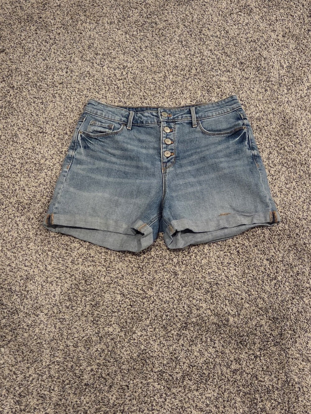 Old Navy Light Blue Button-Fly Rolled Denim Shorts